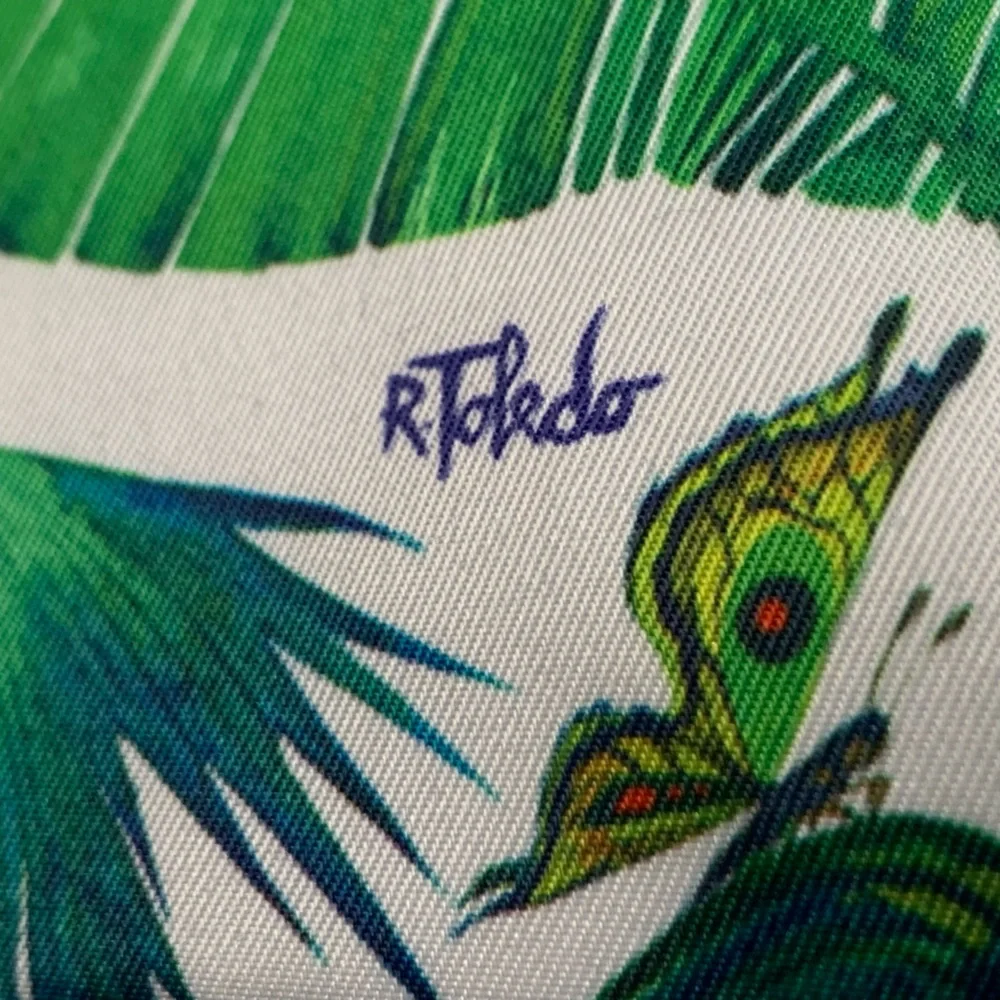 ESTEE LAUDER Women’s Turquoise Blue Tropical Print Zipper Top Cosmetic Bag